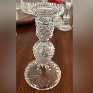 Waterford Vintage Crystal Taper Candle Holder Glass‎ Diamond Pattern Candlestick
